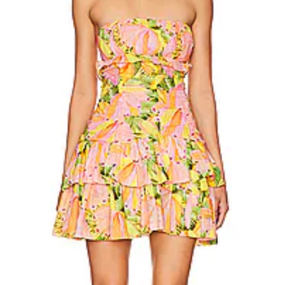 Sundress womans boho Floral Strapless mini Dress size S